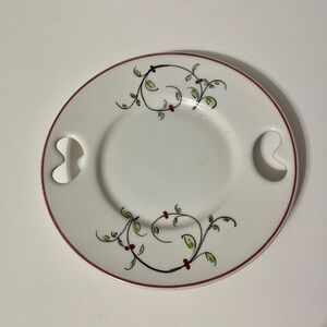 Round Small Floral Plate With Two Almost Heart Shaped Handles(?)